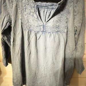 Women's Blue Embroidered Top